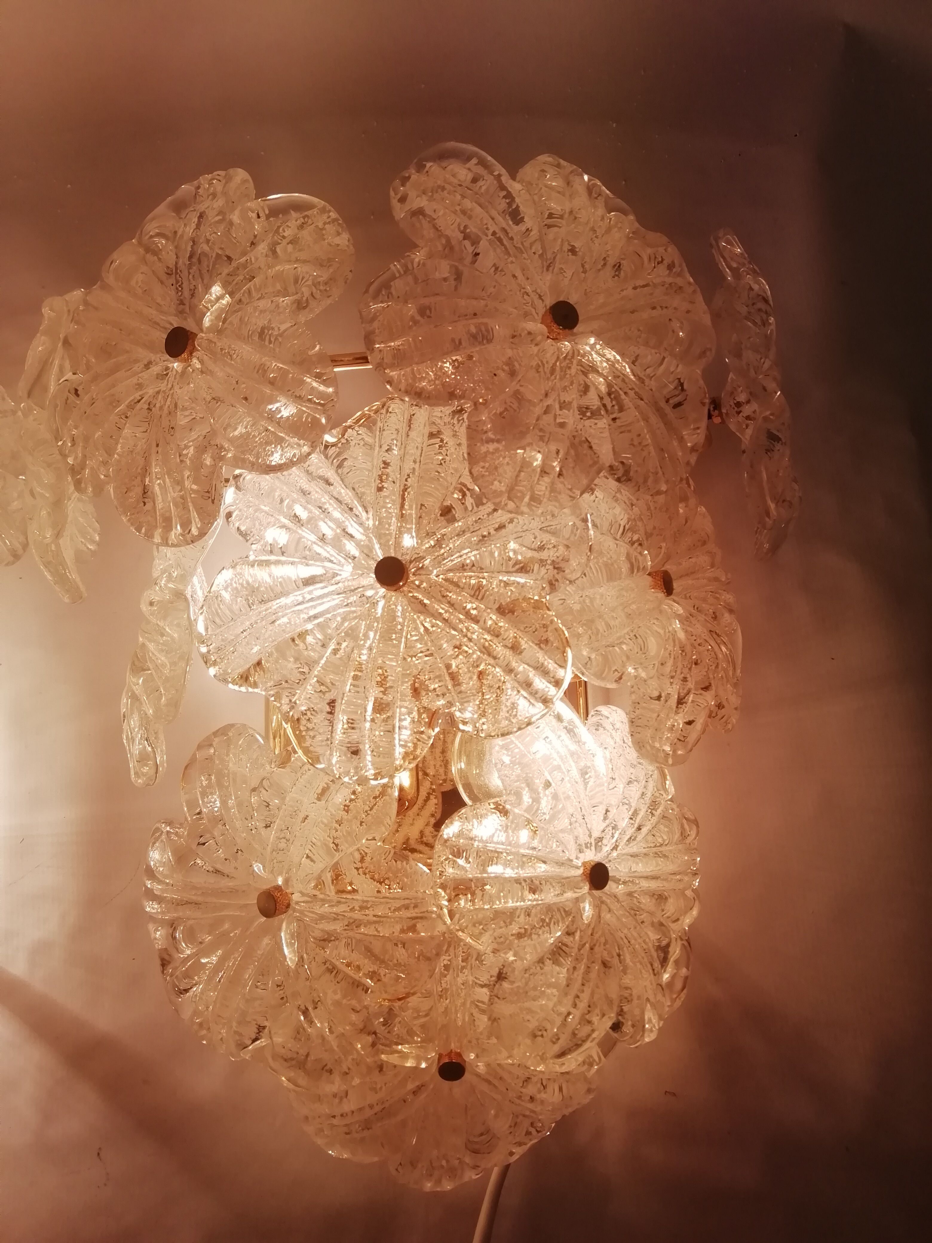 Pair of Murano glass flower wall light