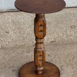 1930s carved wooden side table - oak and pine