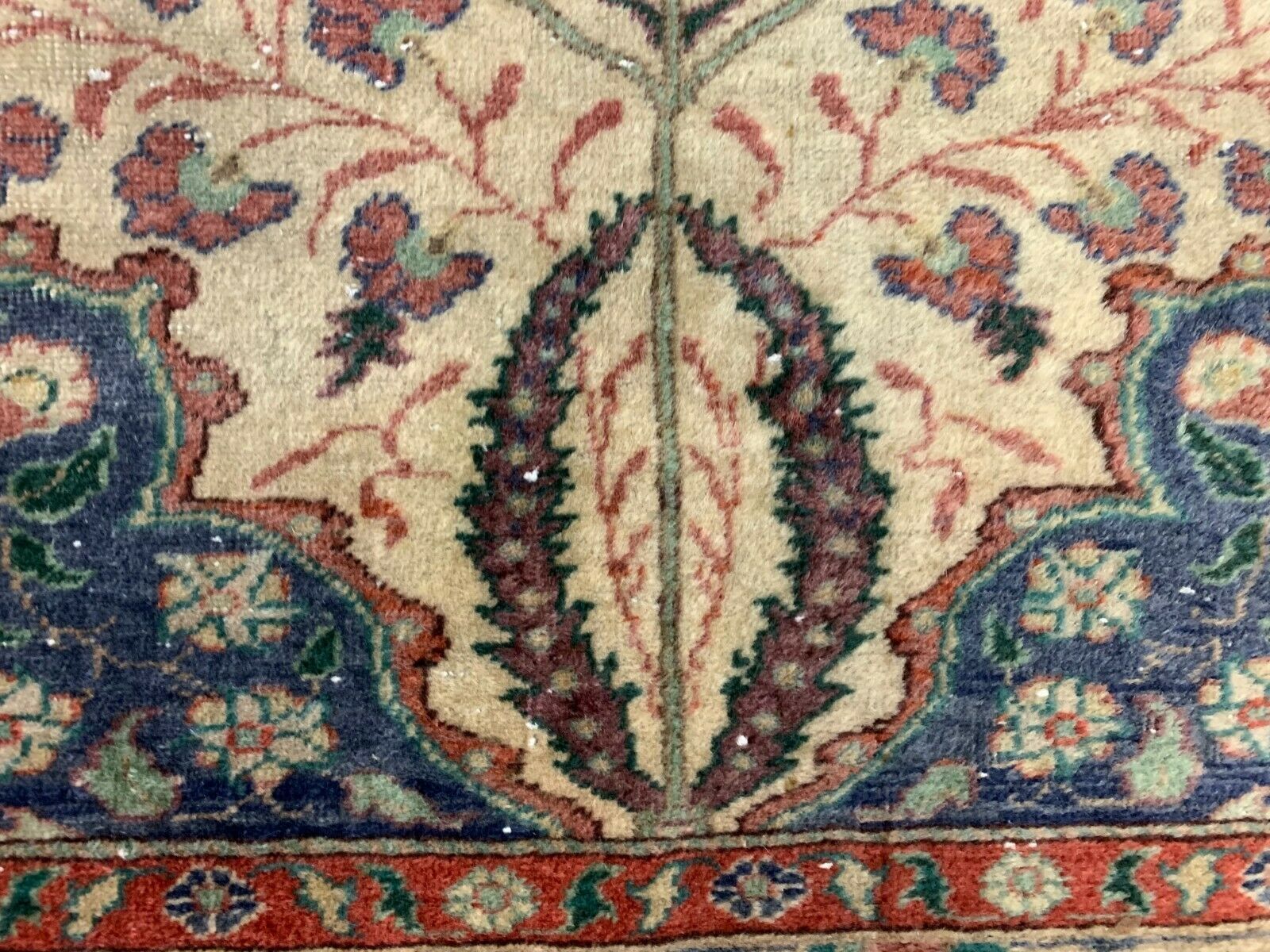 Distressed Turkish Rug 179x120 cm wool Vintage shabby Chic Tribal Blue, Beige