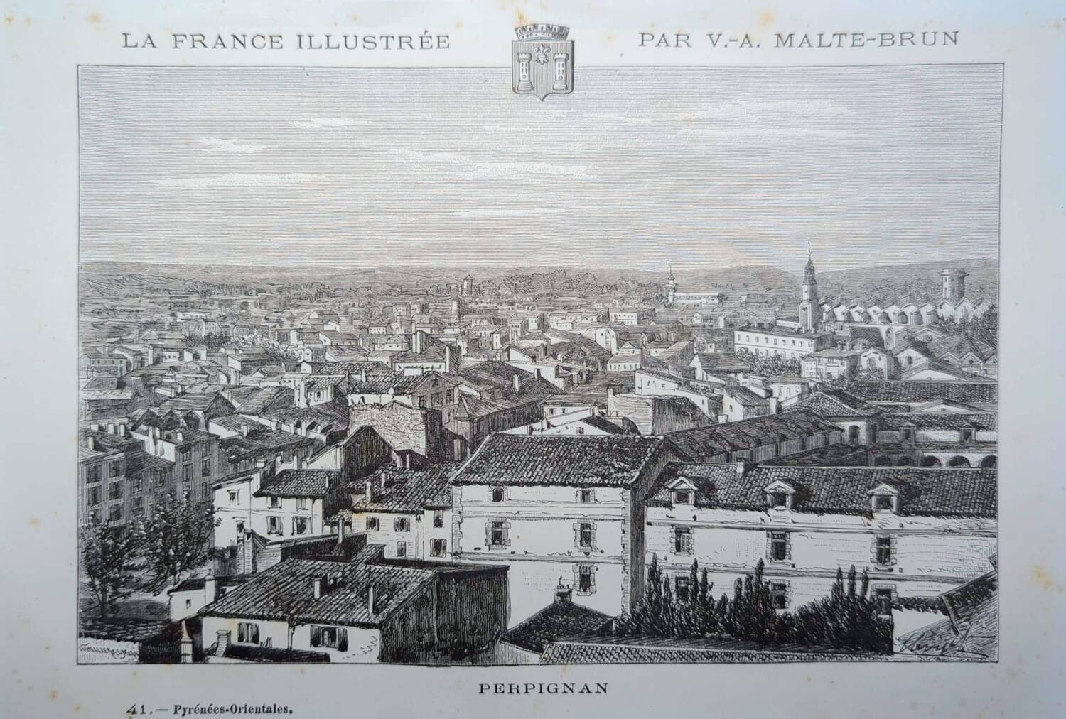 Engraving from Perpignan, Pyrénées-Orientales, printed in 1883