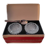 Pair of crystal glass table salt shakers - Circa 1950