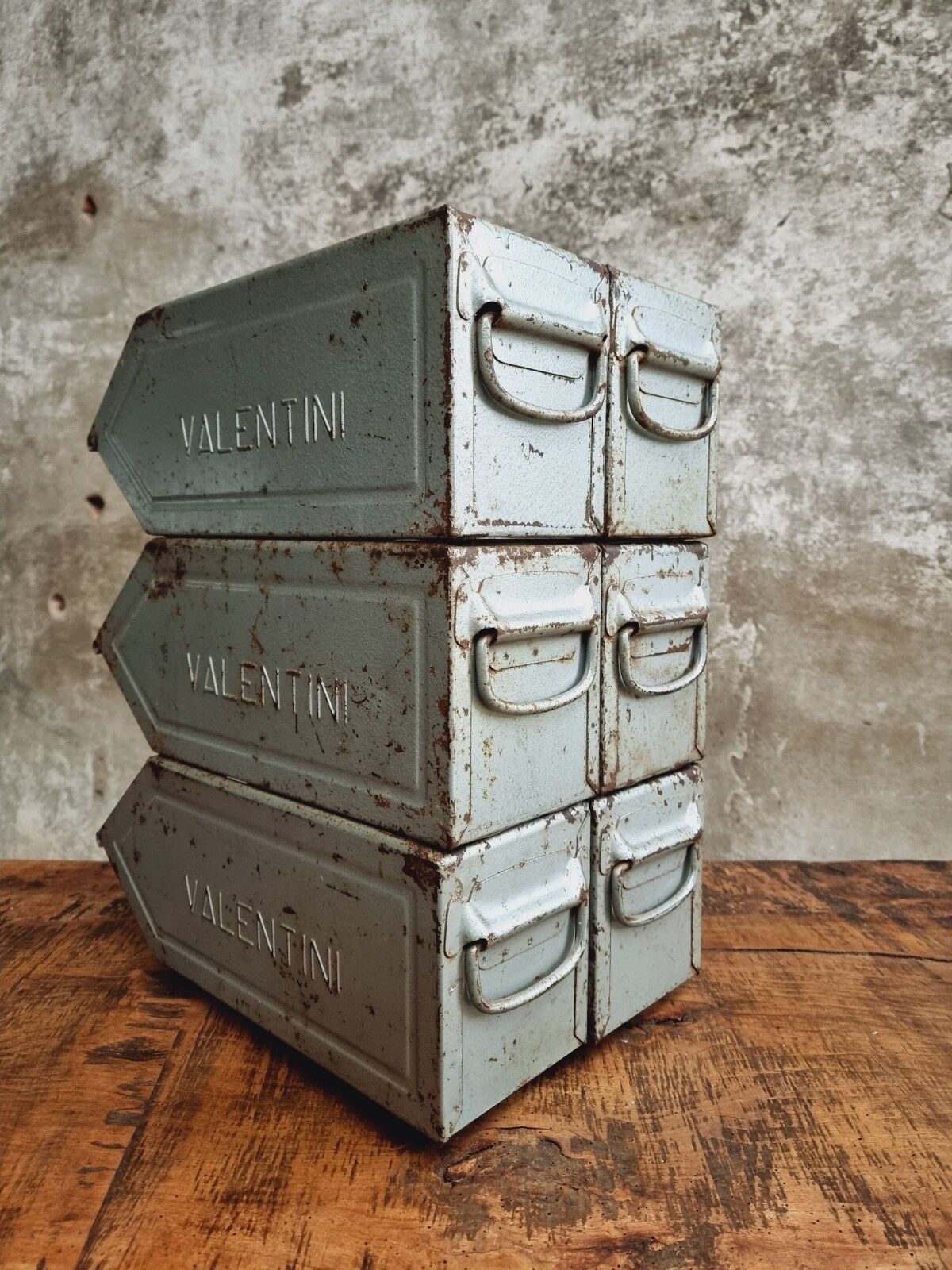 Industrial storage bin stacking bin Valentini steel
