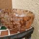 Set of Marmorean glass cups from Soisy Glassworks on school
