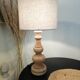 Vintage table lamp year 1980 in turned wood.