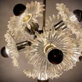 1970s german cosack sputnik dandelion hanging light chrome, glass