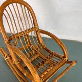 Vintage doll rocking chair in rattan
