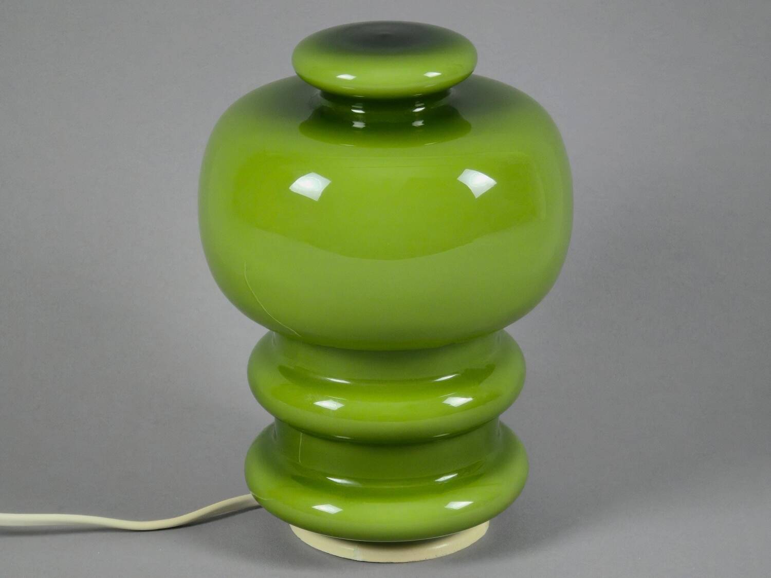 Vintage 1970s Green Cased-Glass Mushroom Lamp From Sweden.