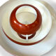 Layered metal pendant light with candy apple lacquer, Sweden 1970s