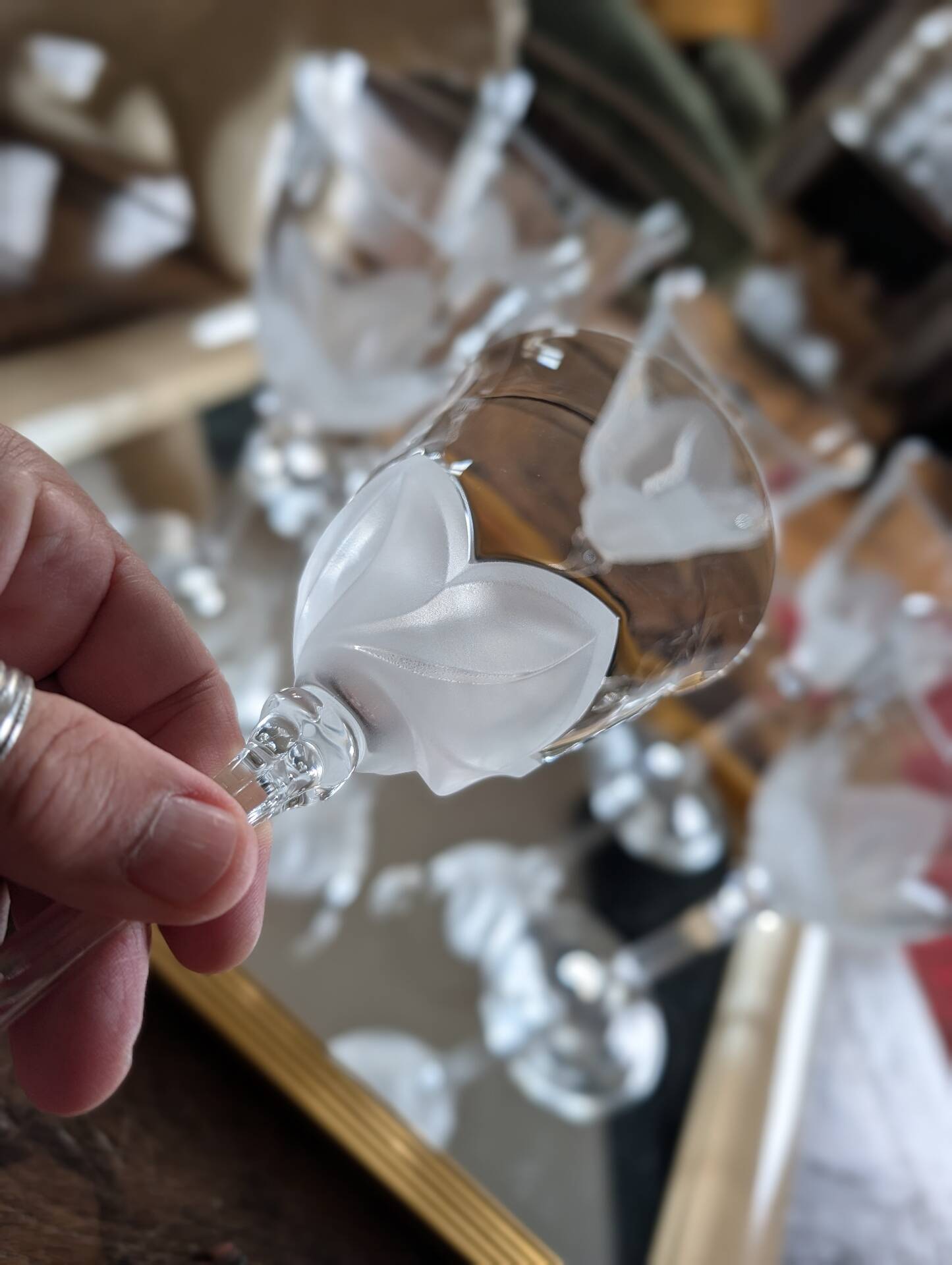 6 crystal stem glasses from Cristal d’Arques Folia – 1970s-1980s