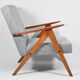 Vintage armchair Compas, 1960s, restored, grey fabric, teak