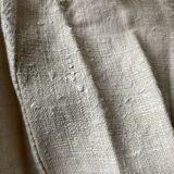 Nappe en toile de chanvre brut 19e brodée XXL