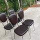 Set of 4 vintage chairs from the 60s/70s in brown faux leather with chrome compass legs.