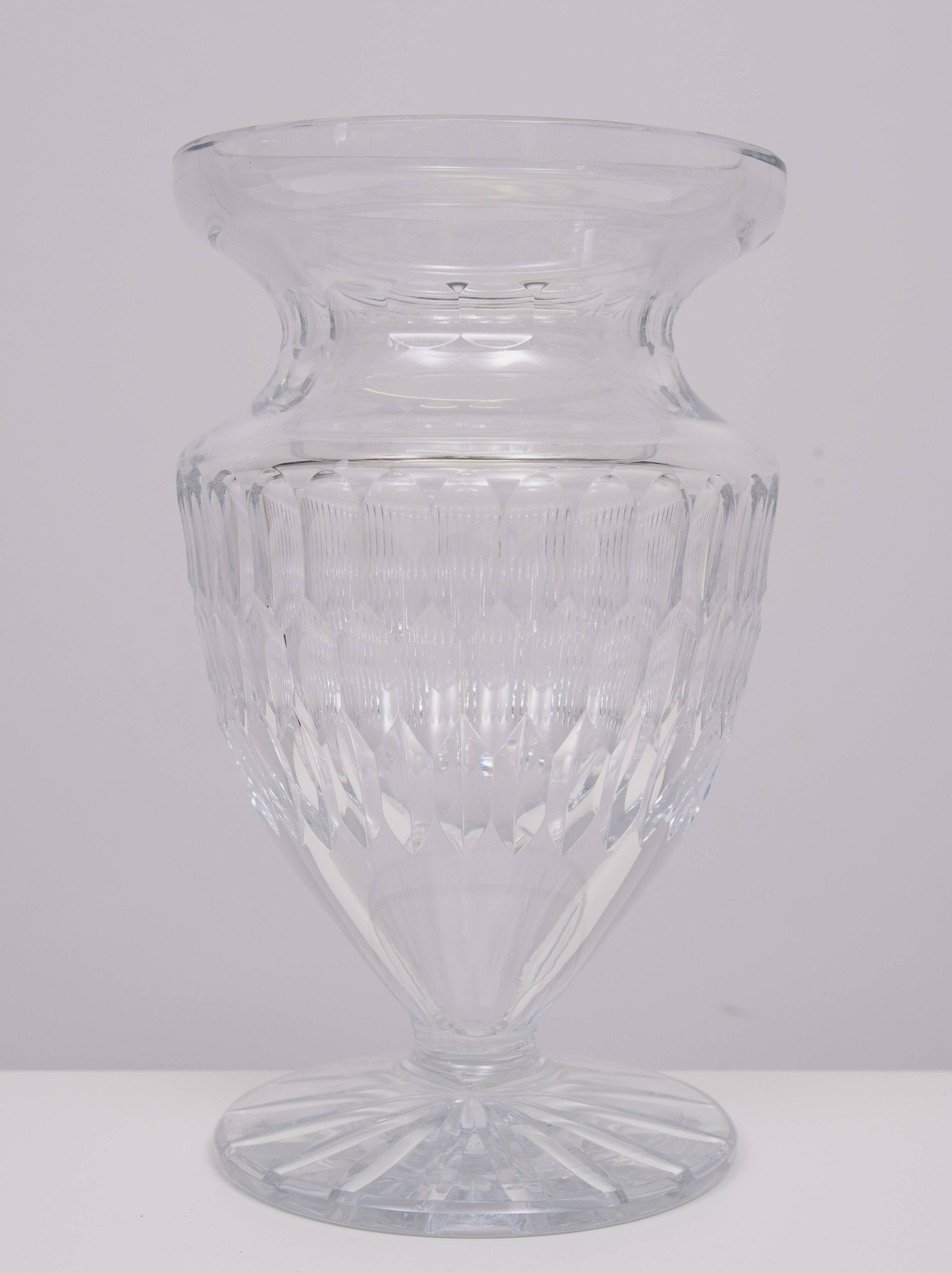Large Cut Crystal Glass Vase 1960s Belgium