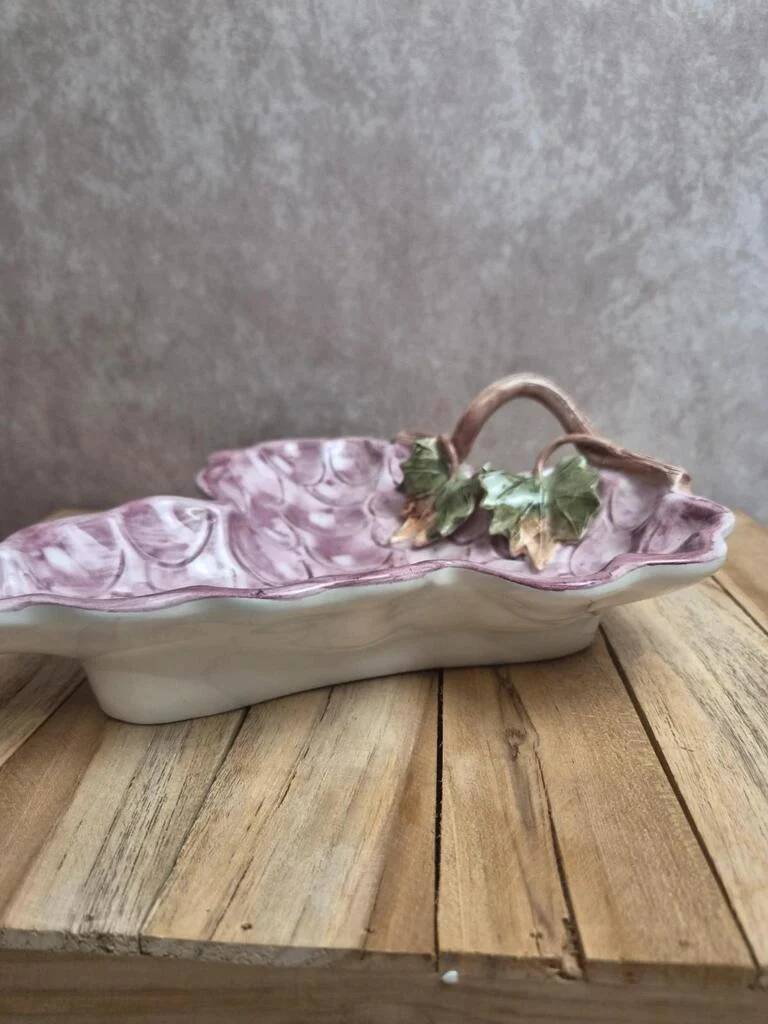 Vintage Italian barbotine grape plate – G.b.c. Made in Italy