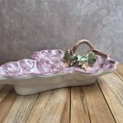 Vintage Italian barbotine grape plate – G.b.c. Made in Italy