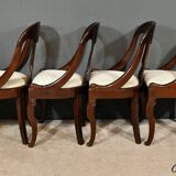 Set of 4 Gondola Chairs in Mahogany, Restoration period – Part 1, 19th century