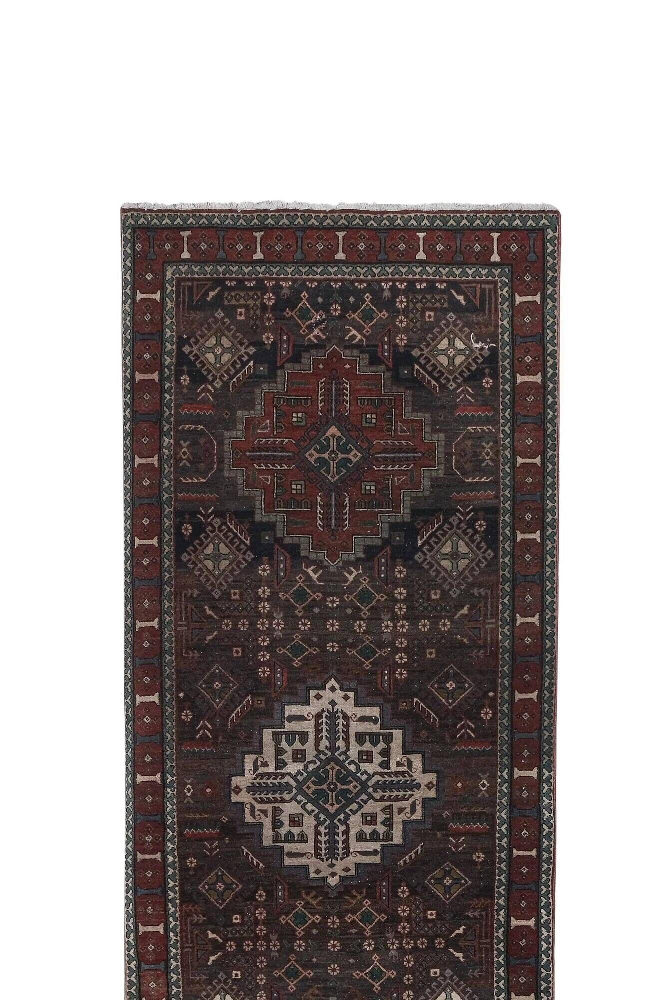 Vintage Turkish hallway rug 112x450 cm