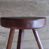 Tabouret tripode en bois, années 50