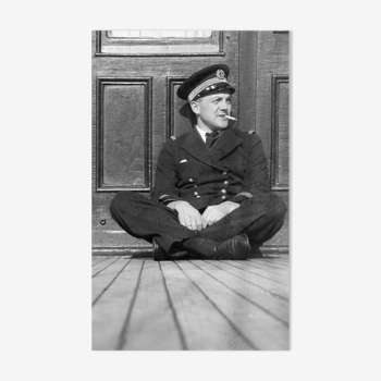 Vintage marine photo on the deck of a boat recent print 30x50cm on baryta paper
