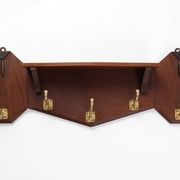 Art Deco coatrack in oak and copper, Belgium 1920s
