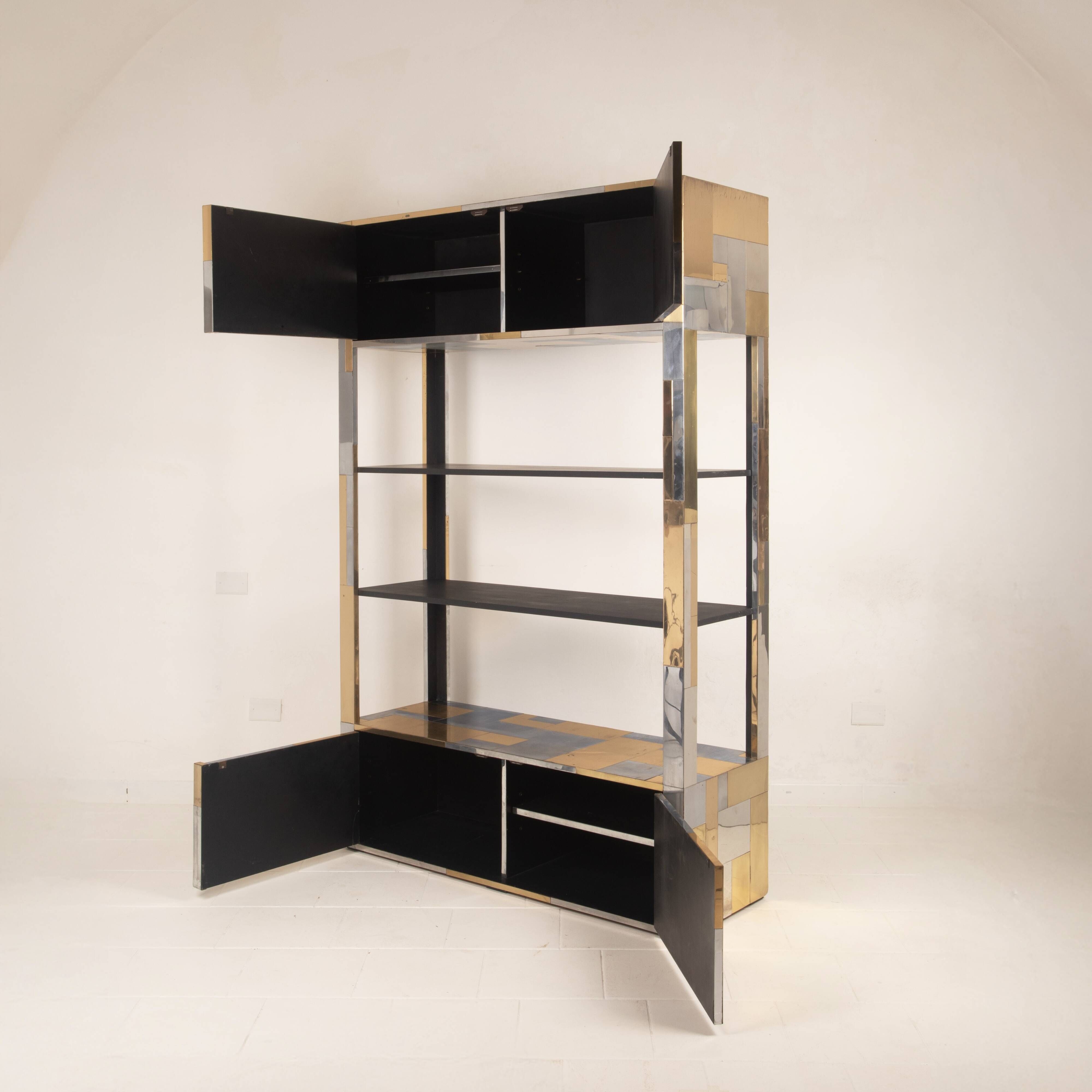 Paul Evans Cityscape Brass and Stainless Steel Bookcase, First Series, 1971