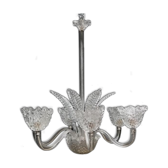 Transparent Murano glass chandelier