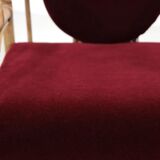 Set of 2 bamboo and rattan armchairs with Bordeaux red mohair upholstery