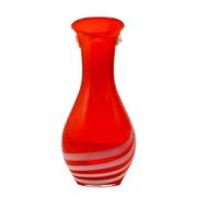 Vase with eyelet, mid-century modern, red glass, designed by L. Fiedorowicz, Poland, 1970s