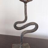 Pair of wrought iron candlesticks