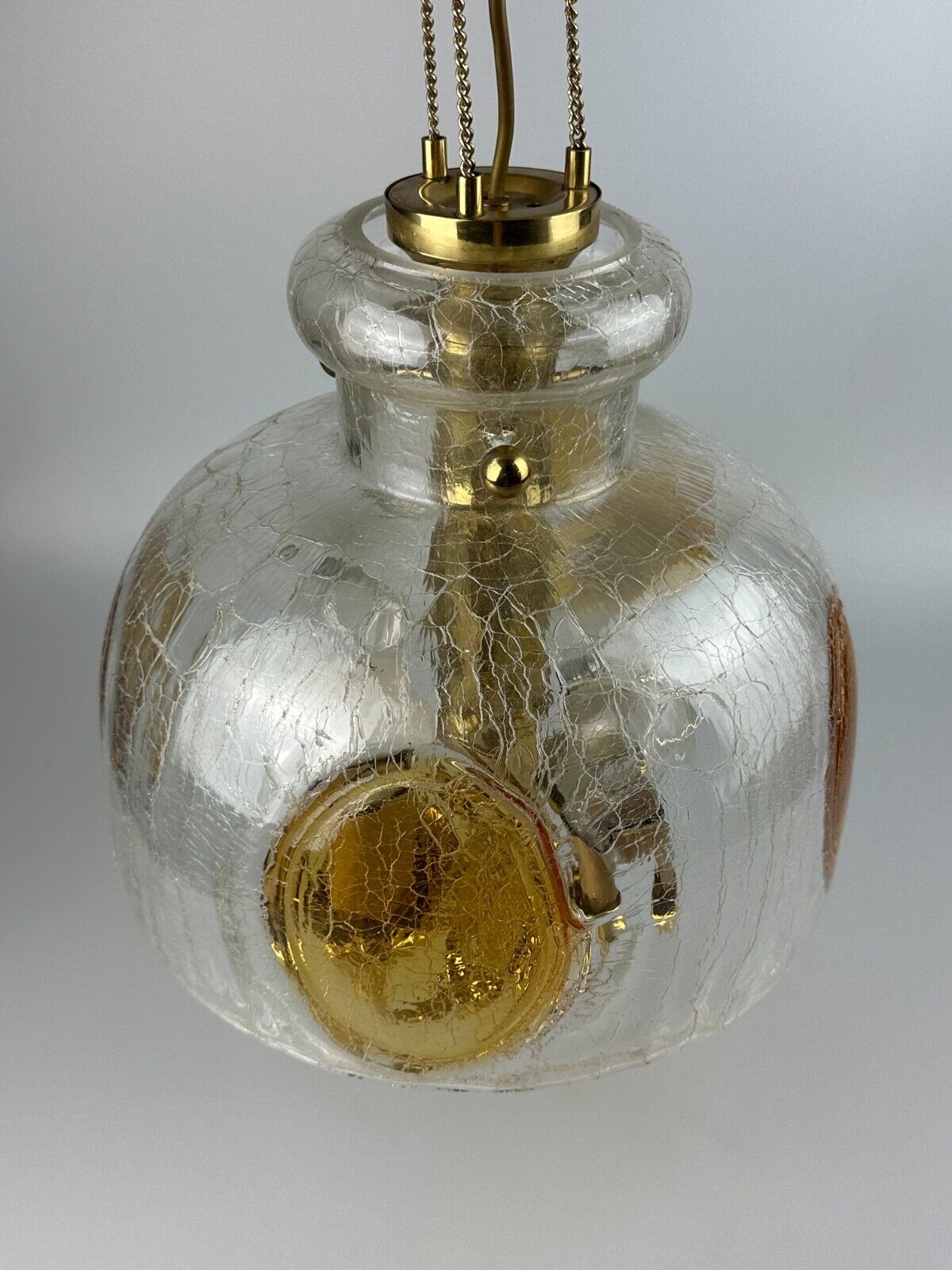 1960's 1970's brutalist ceiling lamp pendant lamp brass & murano glass