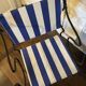 Monoprix armchair x Vincent Darré – black metal & blue/white stripes