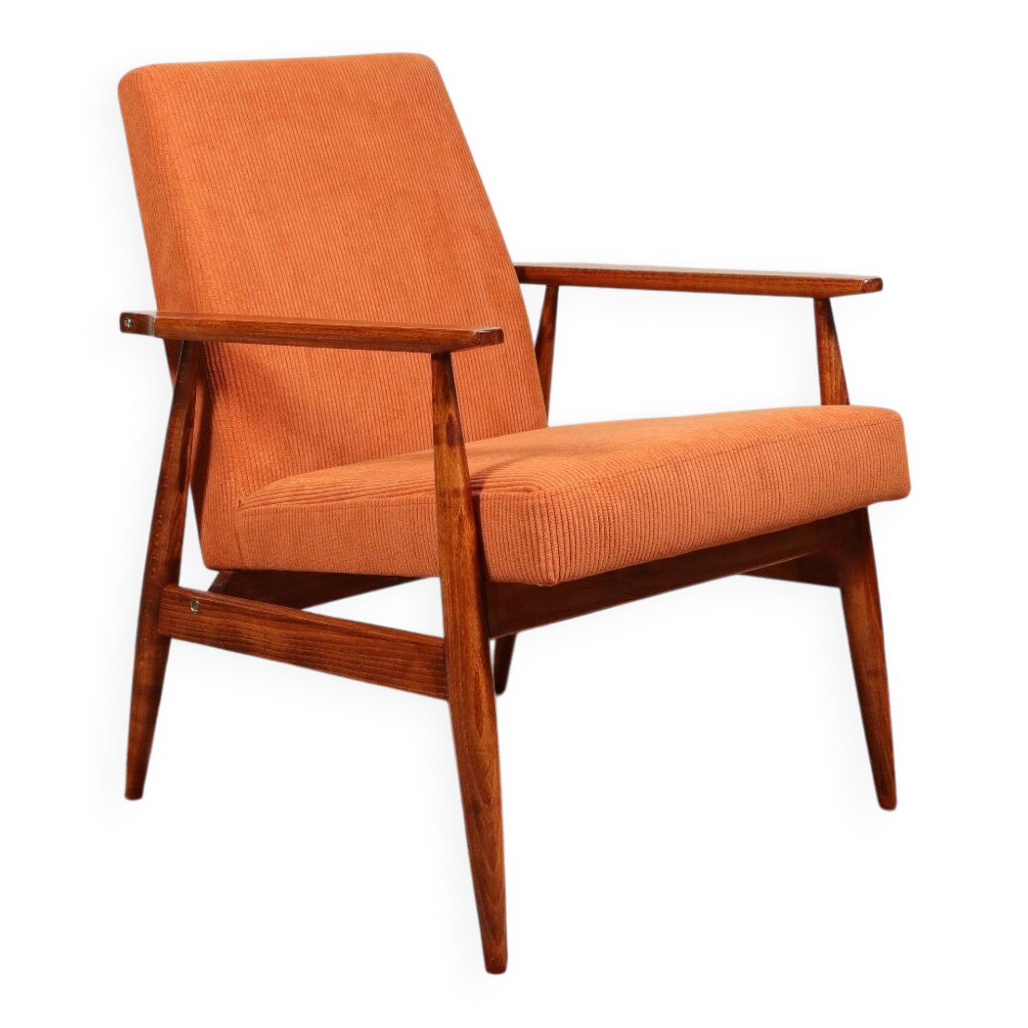 Scandinavian modern chair orange corduroy H.Lis 
