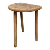 Tripod half-moon stool in solid oak, 1950