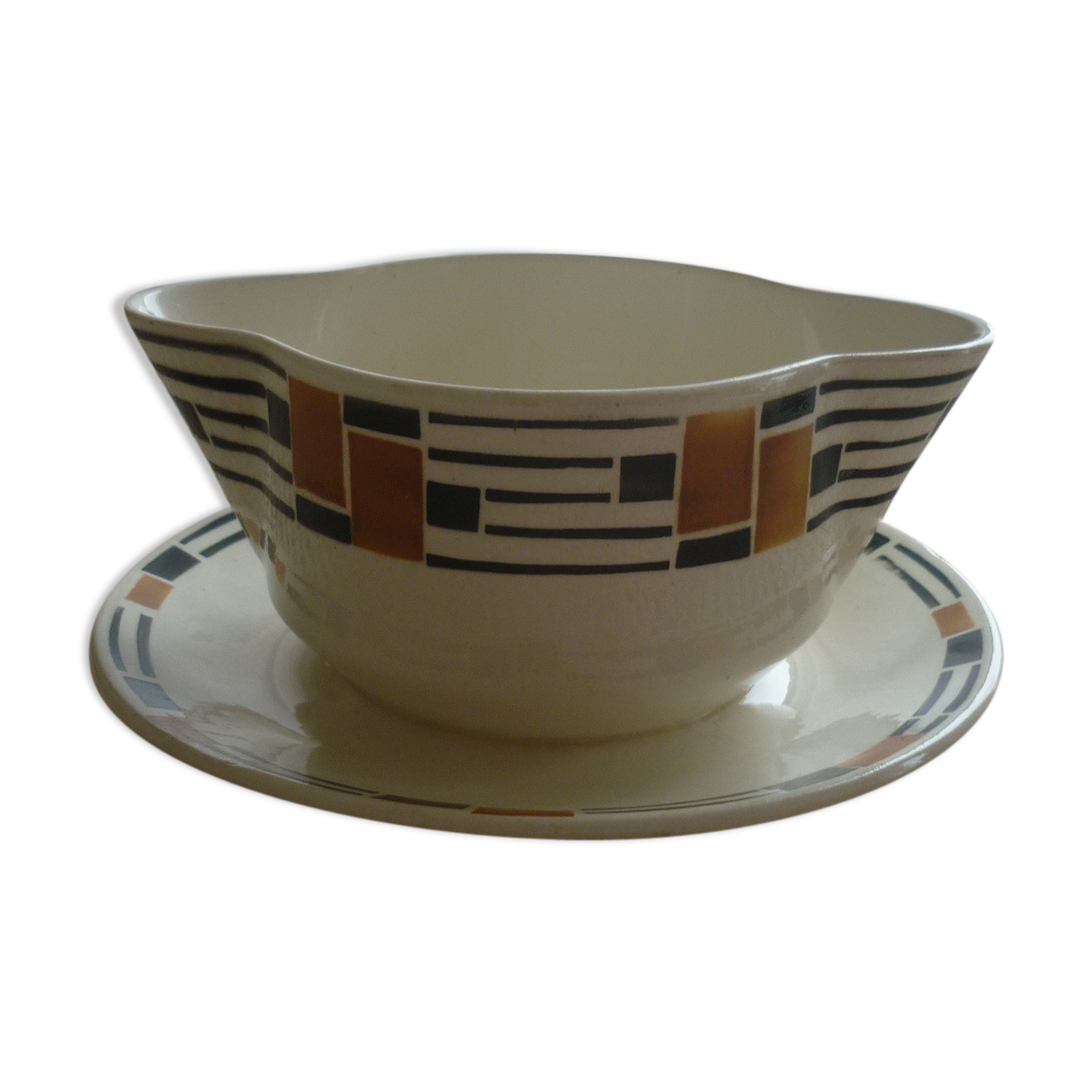 Saucière art nouveau, geometric decoration