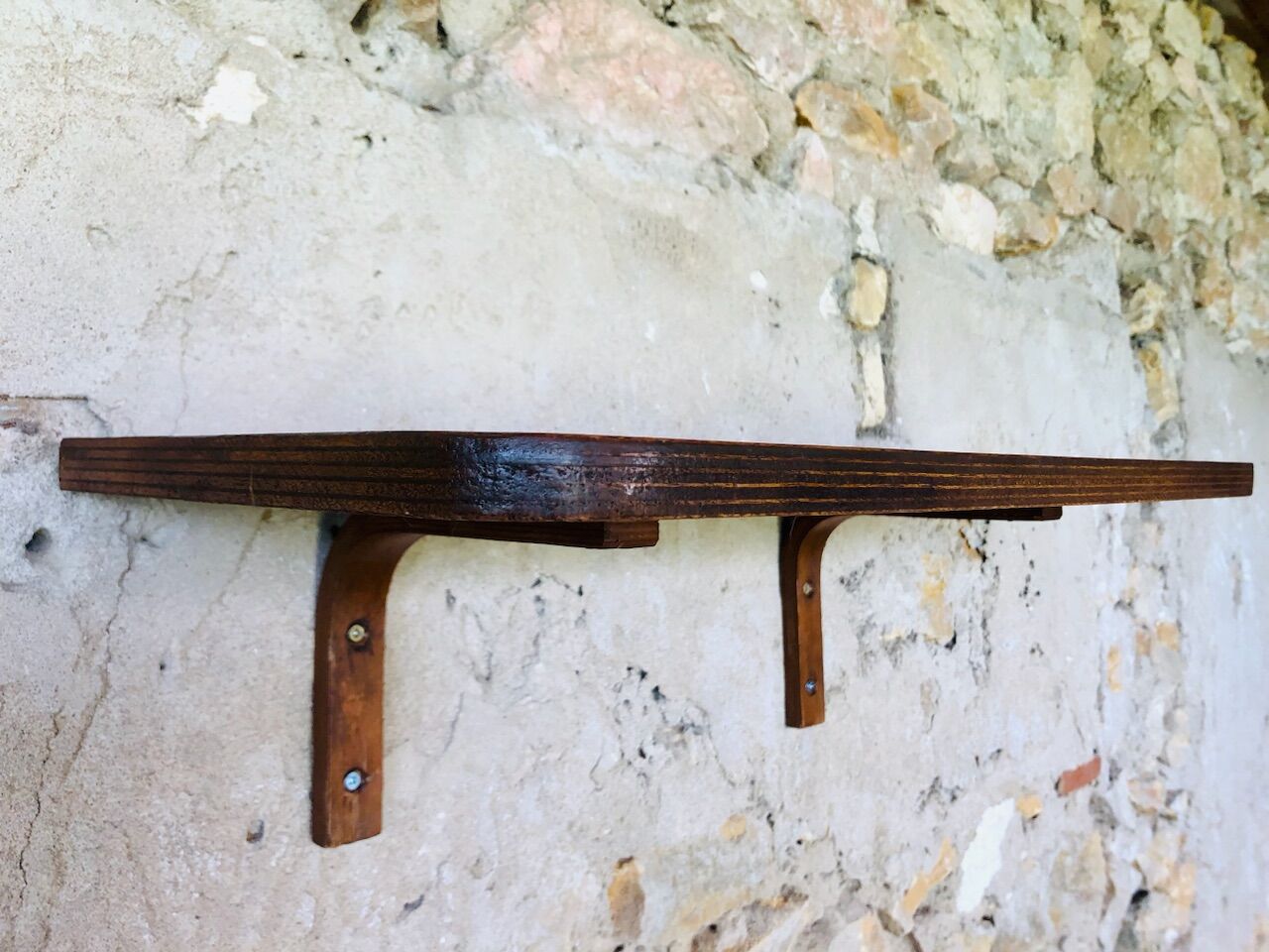 Vintage bent wood wall shelf circa 60
