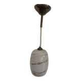 Suspension vintage 1960 opaline rouge et doré lustre - 16 x 11 cm