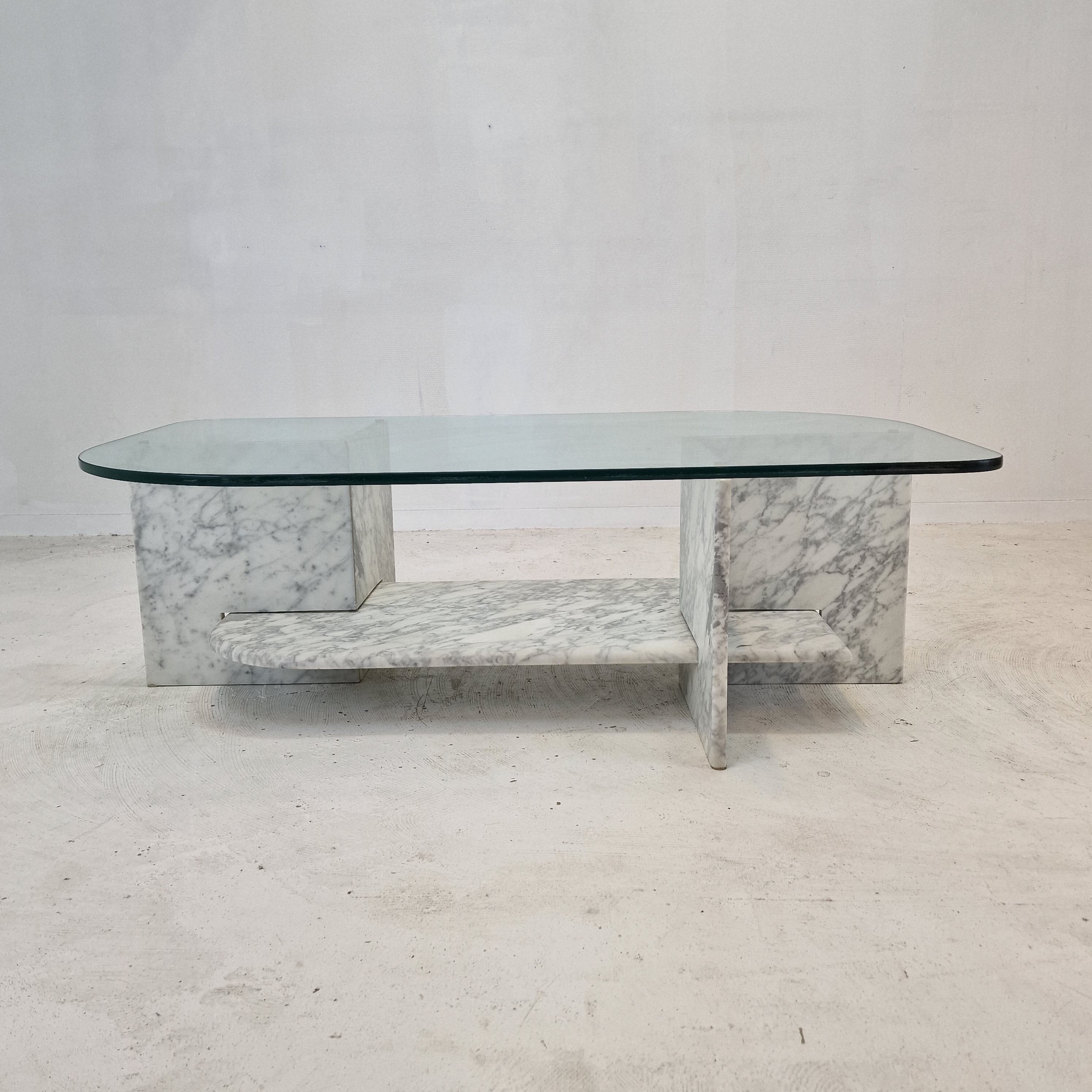 Italian Marble and Glass Coffee Table, 1980's