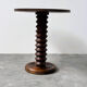 French sculptural turned oak pedestal side table, 1960s