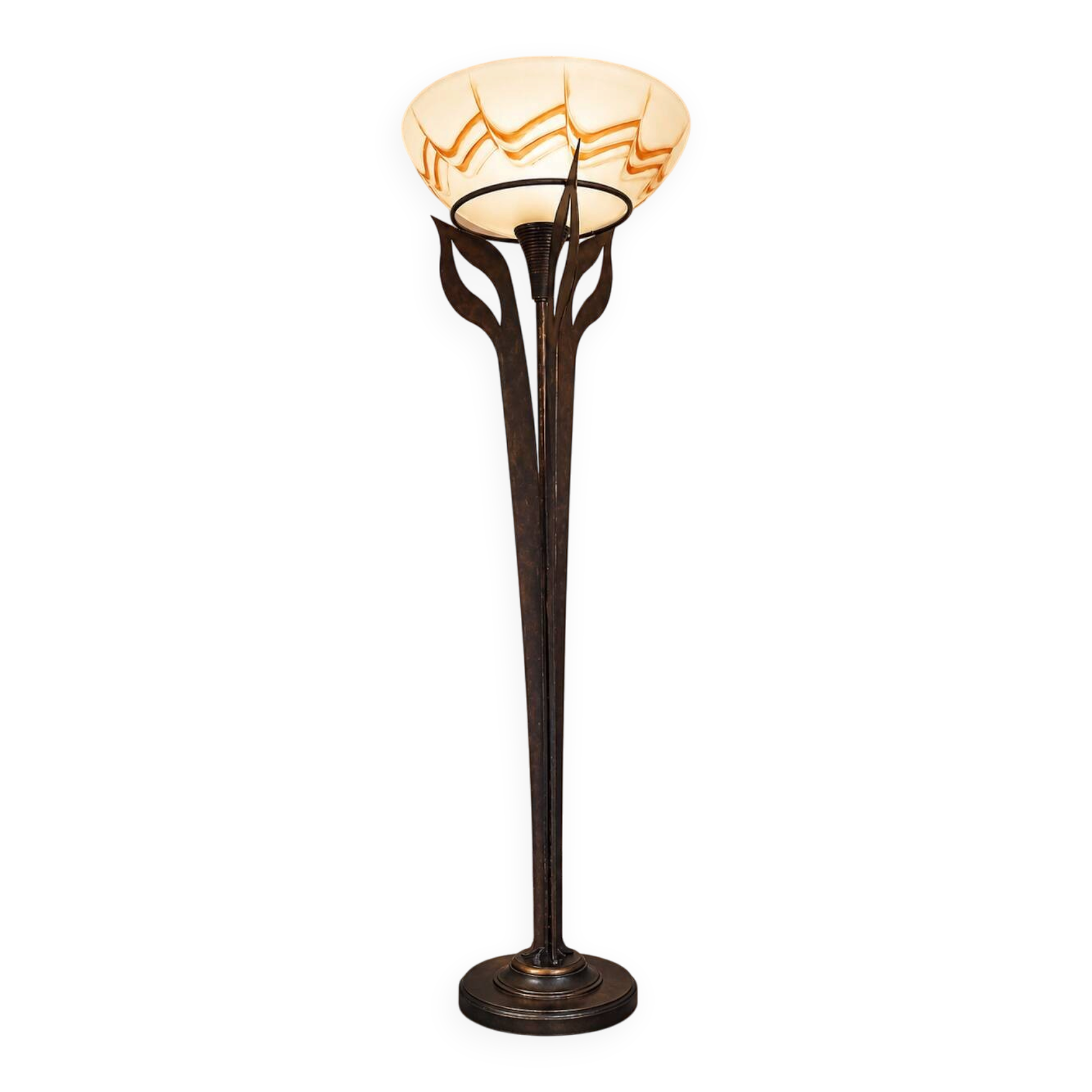 Metal-glass column floor lamp