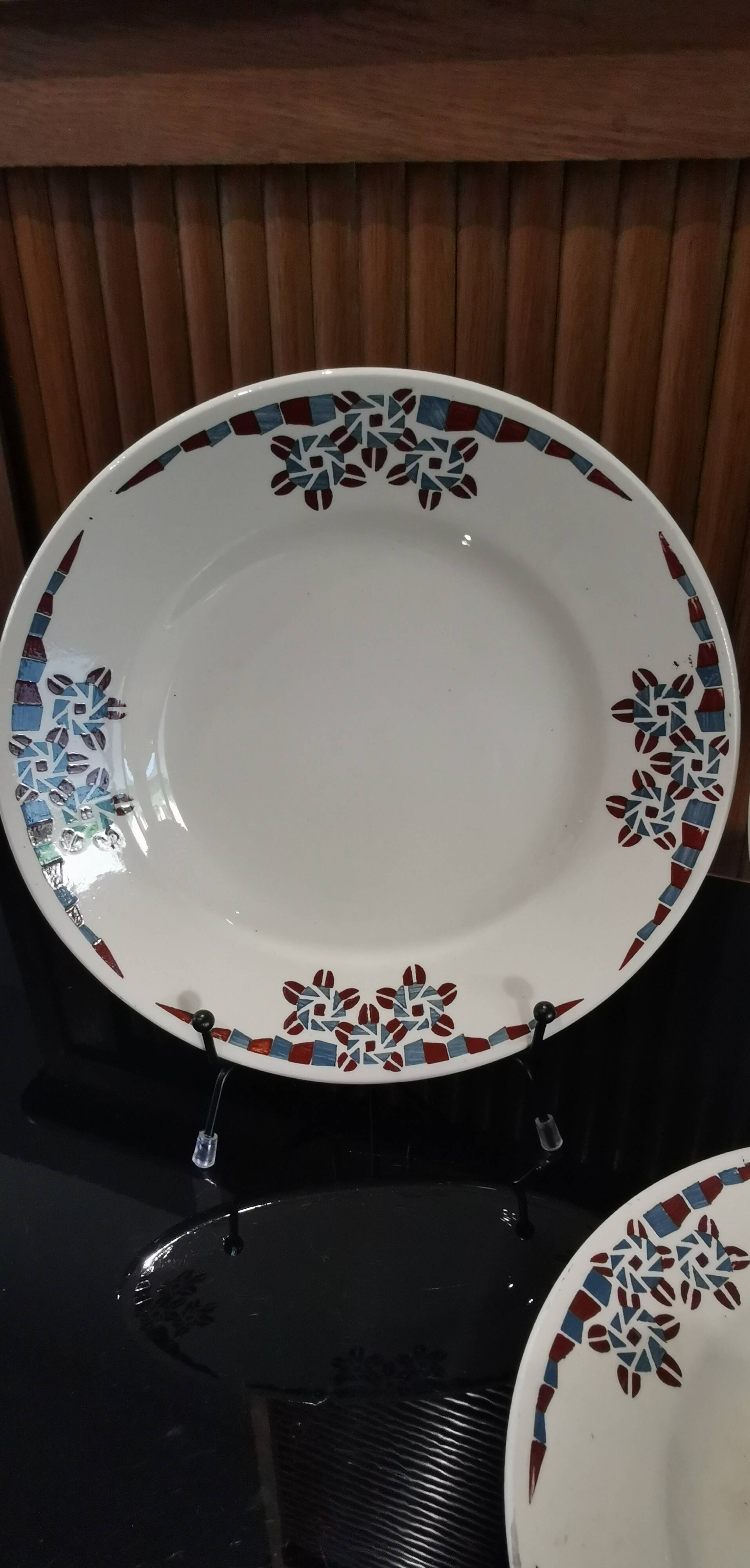6 earthenware dessert plates OKAN model by Longchamp TERRE DE FER