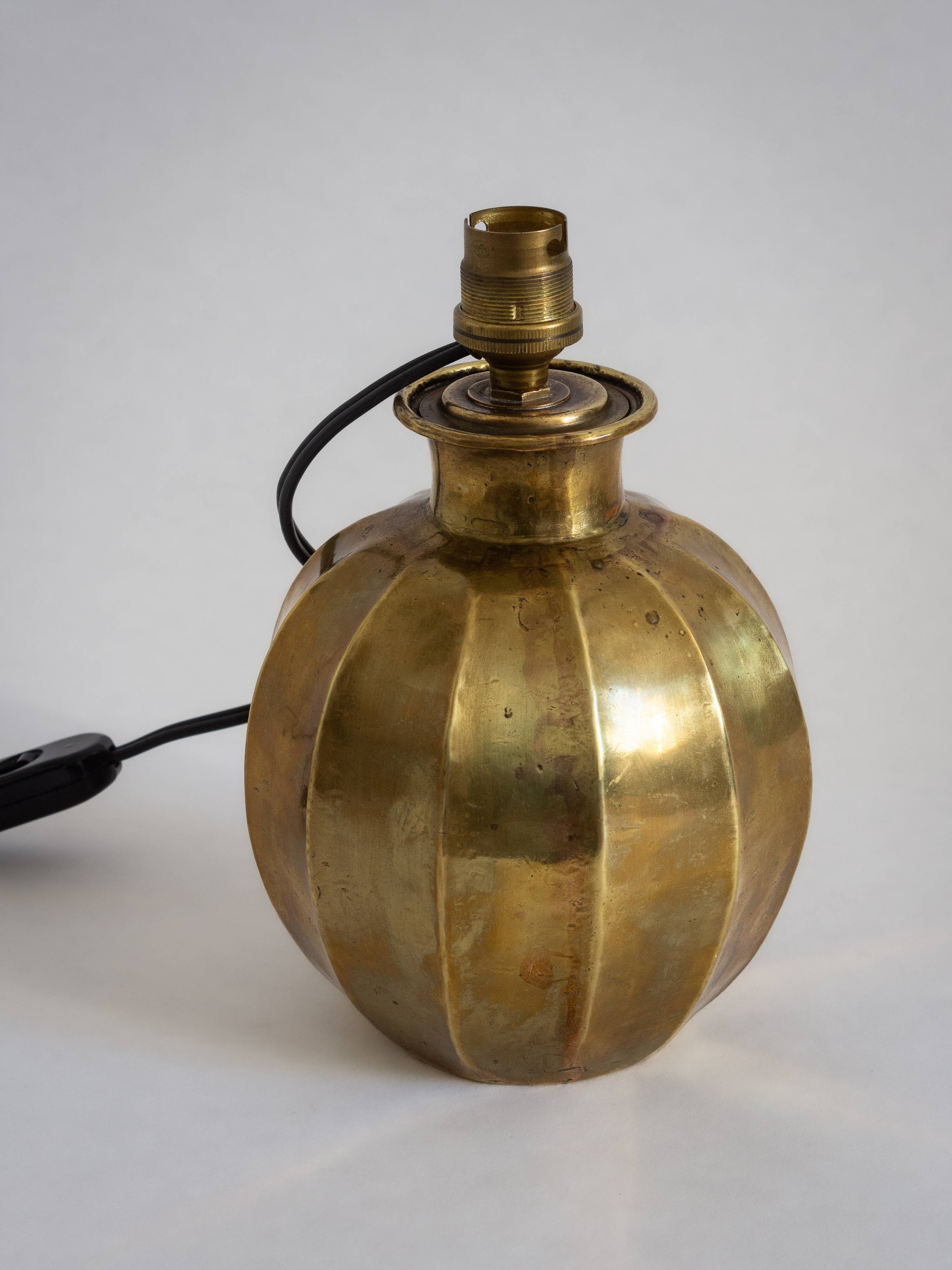 Faceted brass ball lamp base, 1940s