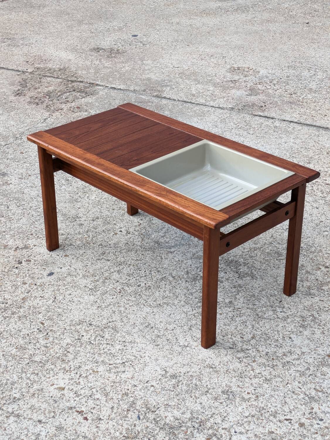 Vintage Scandinavian teak planter coffee table – 1960s