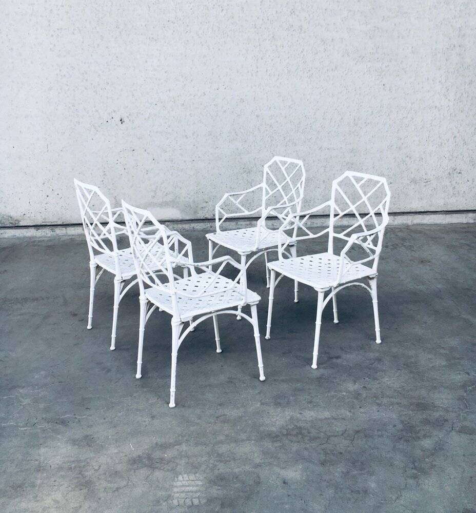 Calcutta Outdoor Armchair in Faux Bamboo by Hall Bradley for Brown Jordan, 1960s, Set of 4