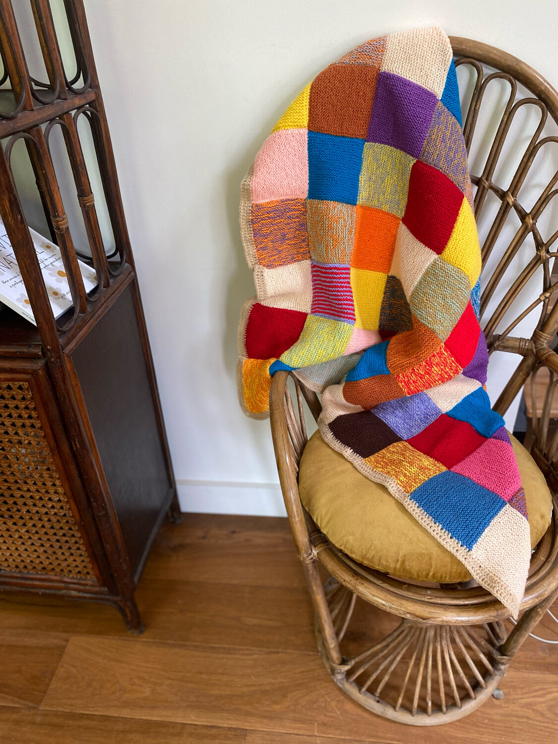 Granny Square Multicolor Crochet Old Wool Blanket
