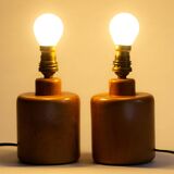 Pair of light wood table or bedside lamp bases, 1970s