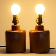 Pair of light wood table or bedside lamp bases, 1970s