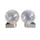 Pair of vintage wall lights in chrome metal with bubbled glass globes.