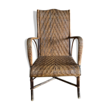 Braided rattan armchair