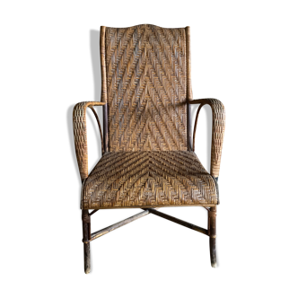 Braided rattan armchair