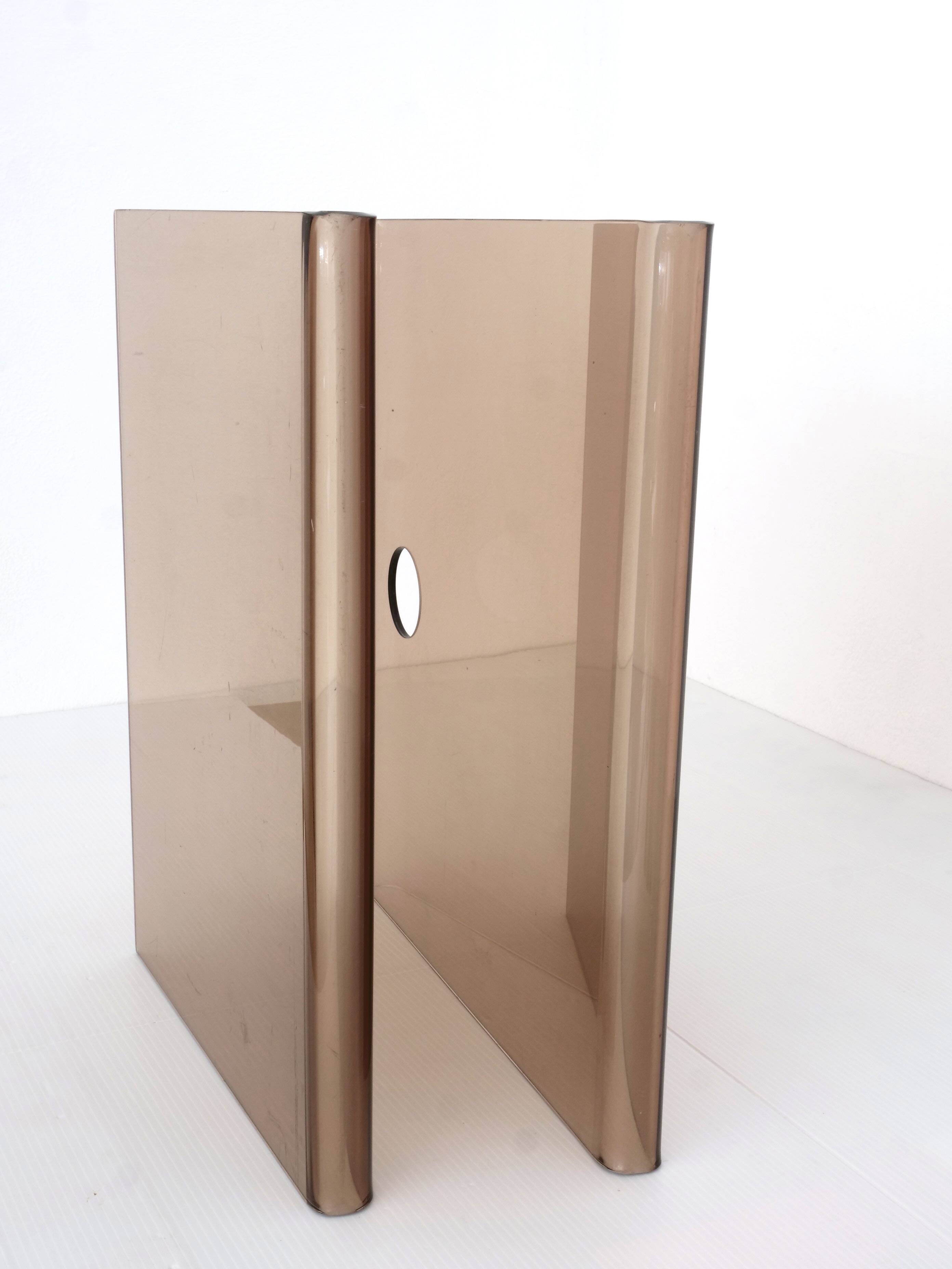 70's smoked plexiglass magazine rack